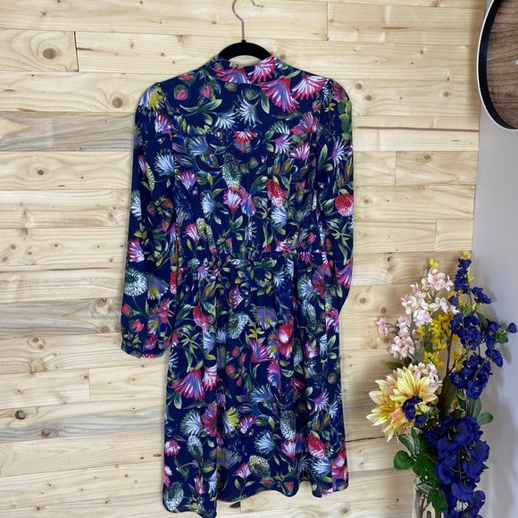 SOLD - J. Crew Navy Floral Neck Tie Dress - Picture 4 of 16